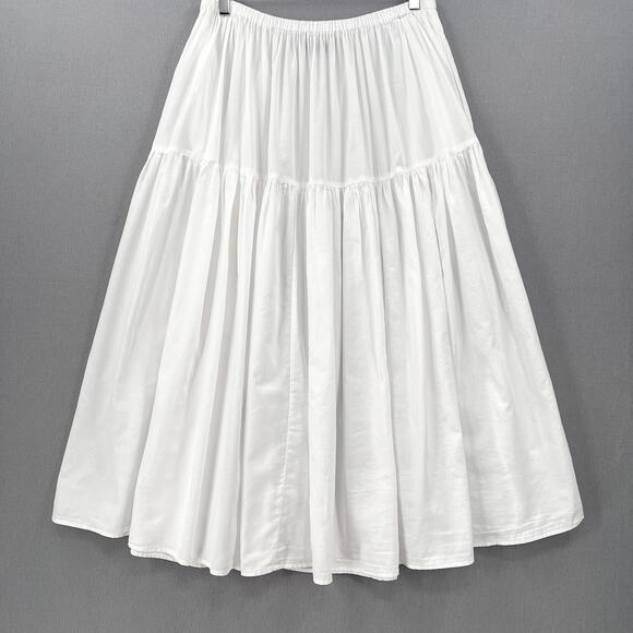 ENZA COSTA Tiered Maxi Skirt Womens XL White Cotton Full Pull On Boho Beachy NEW - Picture 9 of 16